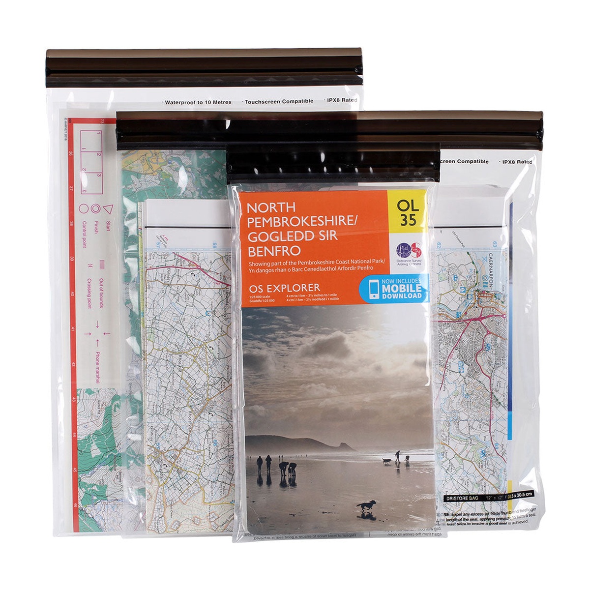 LIFEVENTURE Loctop Bags para Mapas - Pack 3 sobre fondo blanco