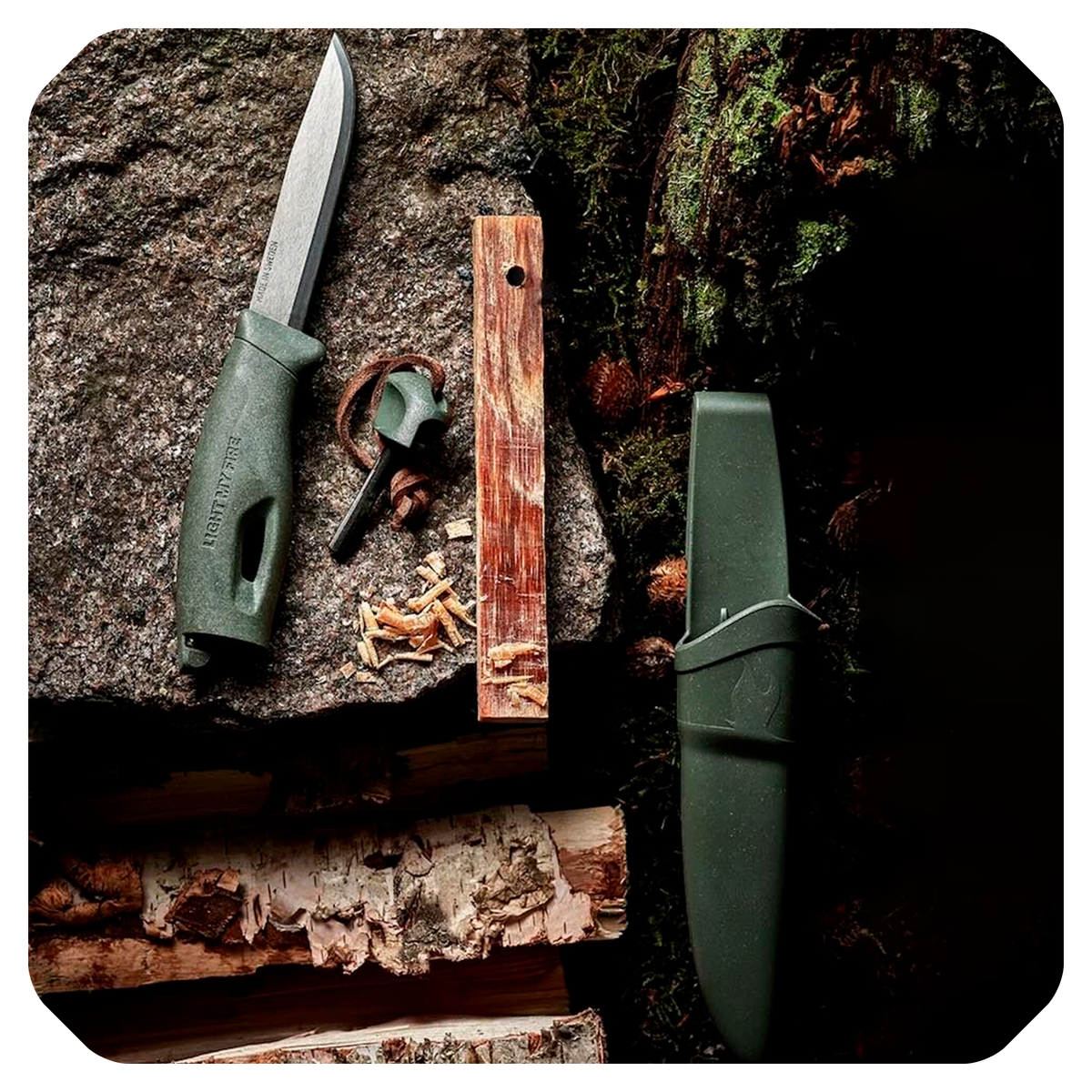 Cuchillo Swedish FireKnife Bio - Biopolímero (Verde)