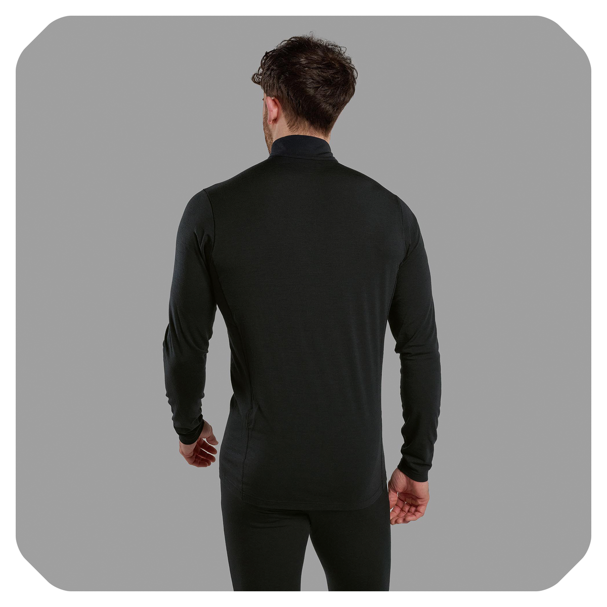 Malli Long Sleeve Zip Merino T-Shirt (Negro)