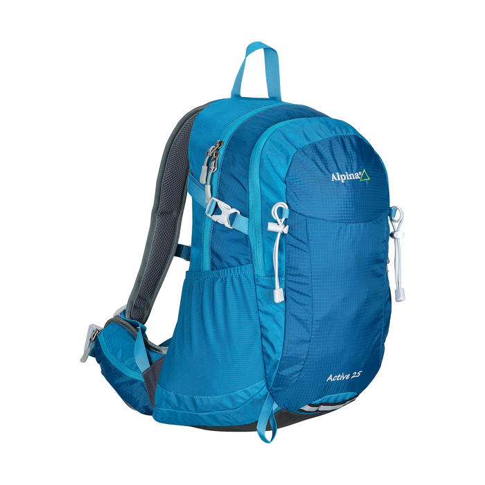 Mochila Active 25L azul y naranja, vista lateral