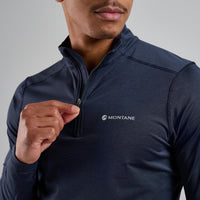 Primera capa Montane Dart XT Zip Neck Eclipse Blue en actividad