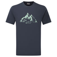 Camiseta Dual Mountain para hombre en color Eclipse Blue, vista frontal