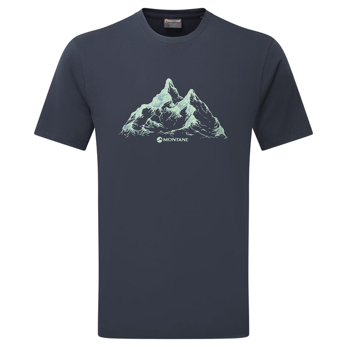 Camiseta Dual Mountain para hombre en color Eclipse Blue, vista frontal