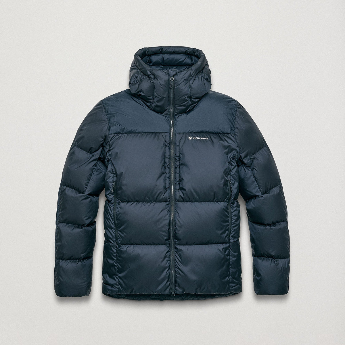 Glacium Hooded Down Jacket para hombre en Eclipse Blue, vista frontal