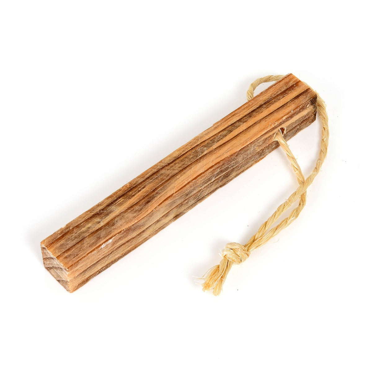 Detalle del MayaStick On-a-Rope de madera resinosa