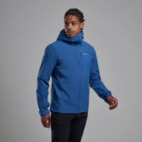 Tenacity XT Hooded Softshell Jacket para hombre en Neptune Blue, vista frontal