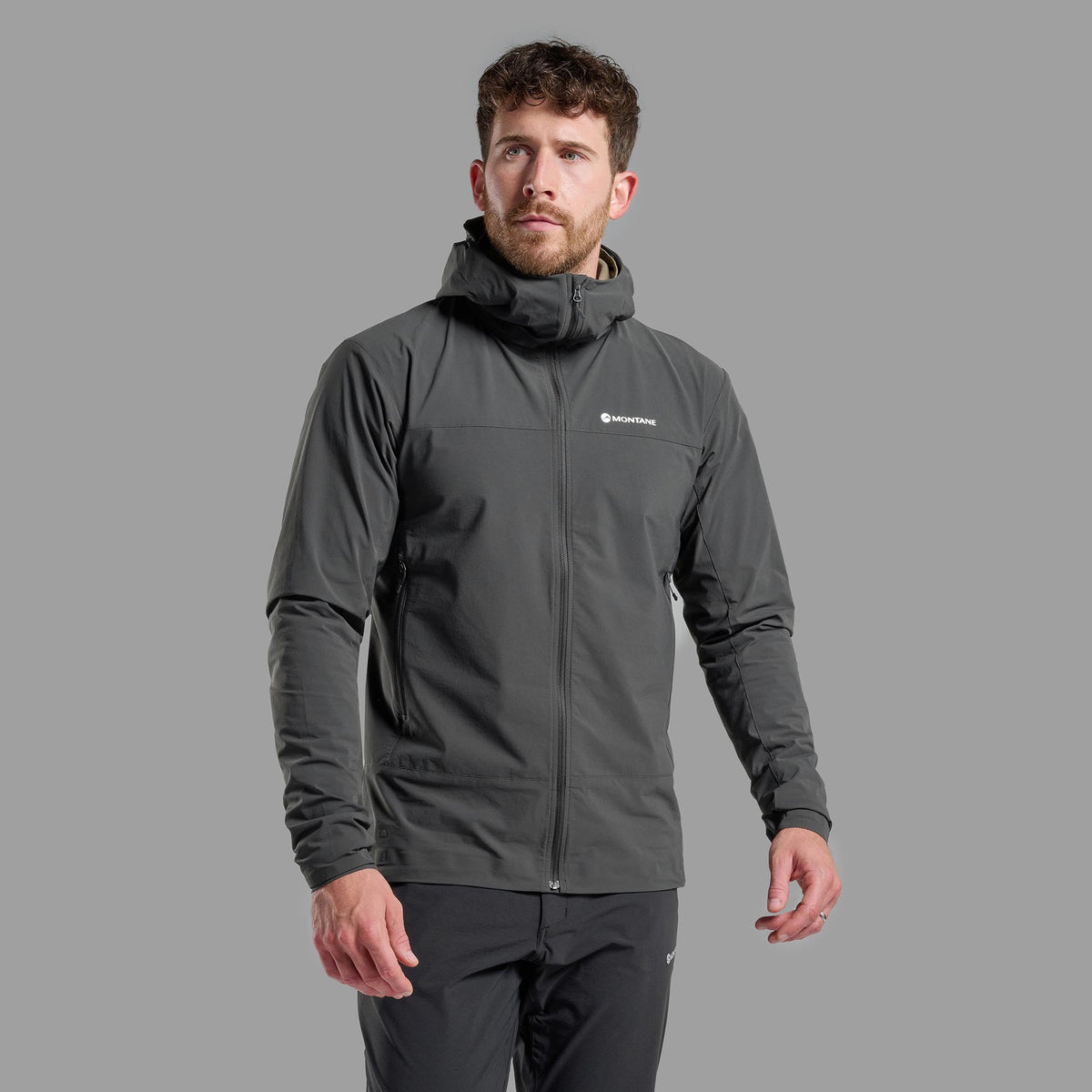 Tenacity Nano Hooded Softshell Jacket para hombre en Midnight Grey, vista alternativa 2