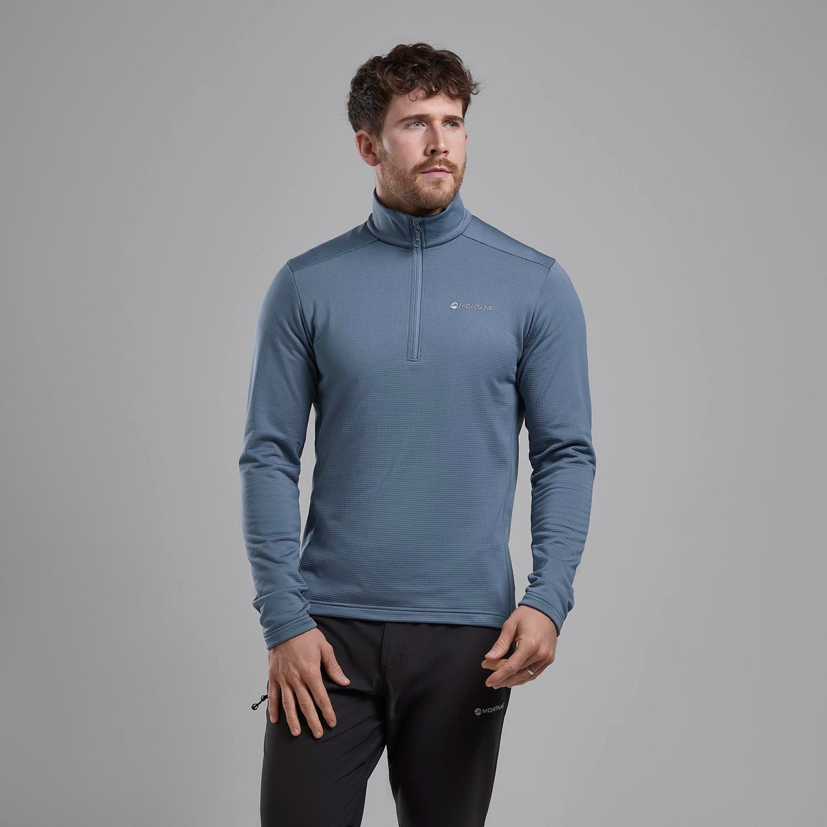 Montane Protium Fleece Pull-On para hombre en Stone Blue vista frontal