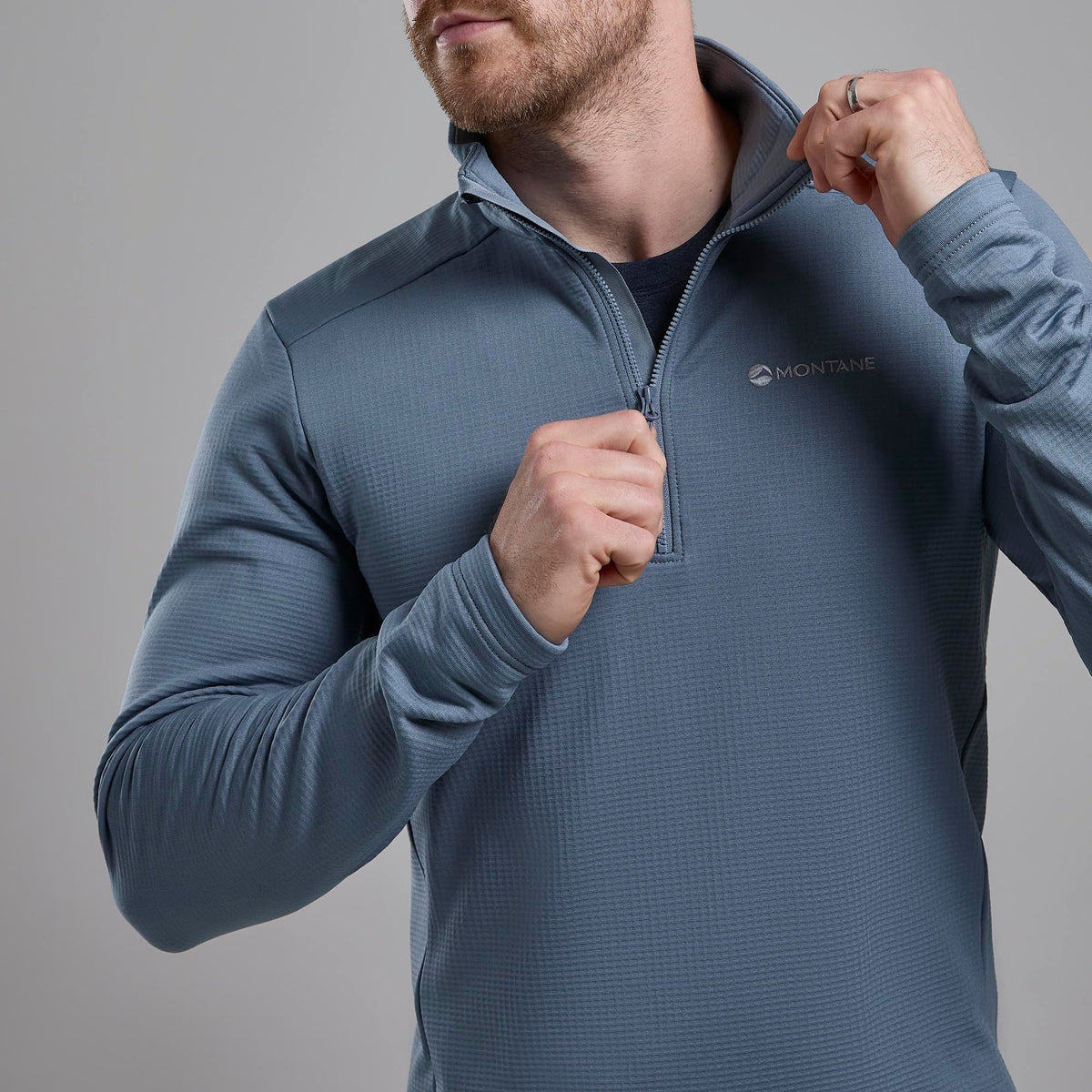 Montane Protium Fleece Pull-On para hombre en Stone Blue detalle lateral